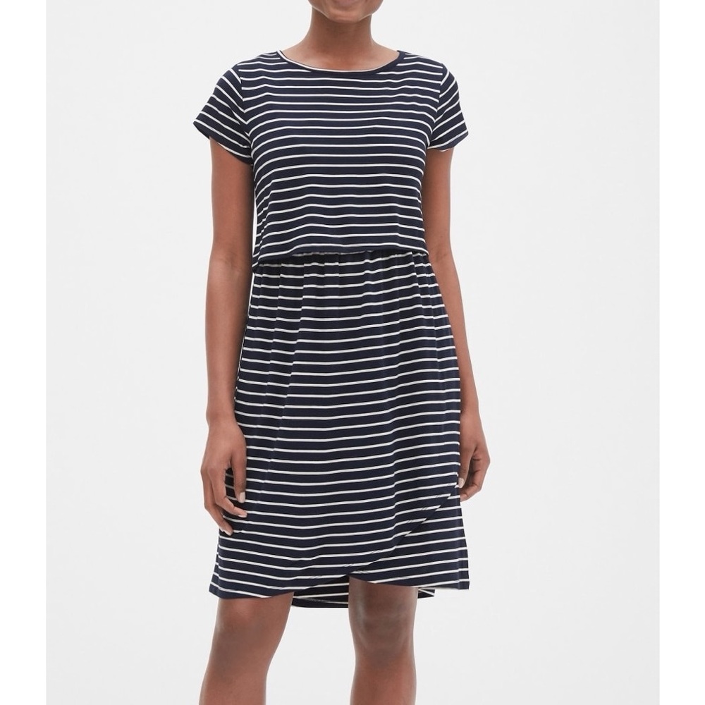 NWT Gap Maternity Stripe Layered Nursing Dress